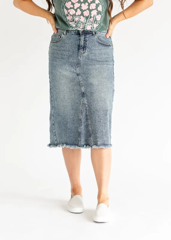 Avril A-Line Midi Denim Skirt - FINAL SALE corduroy skirt cozy