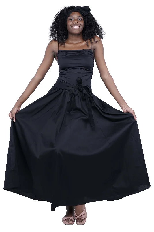 Black Long Maxi Skirt silk skirt lustrous