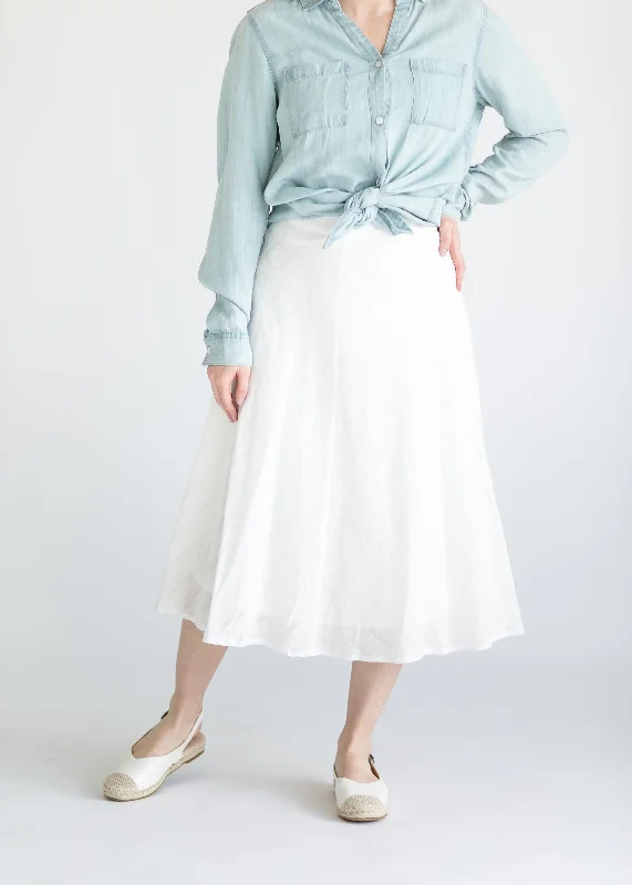 Chevron Lined A-line Midi Skirt - FINAL SALE linen skirt breathable