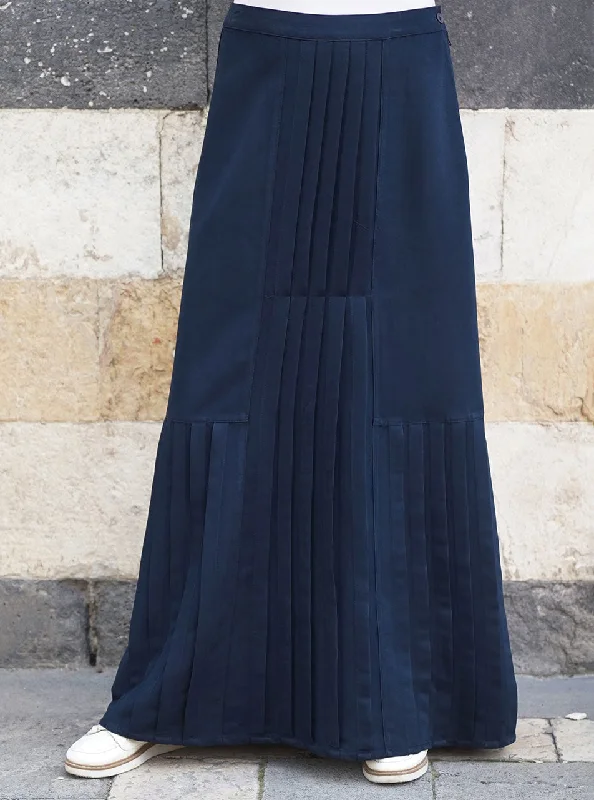 Creative Pleated Maxi Skirt denim skirt classic