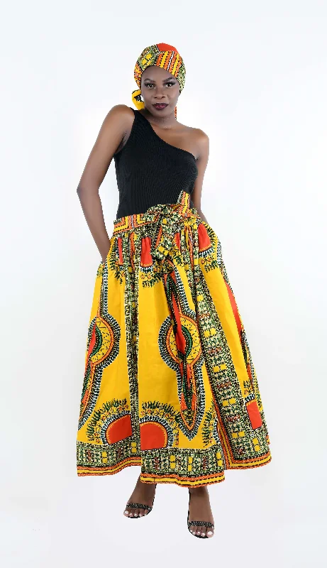 Dashiki Long Maxi Skirt corduroy skirt comfortable