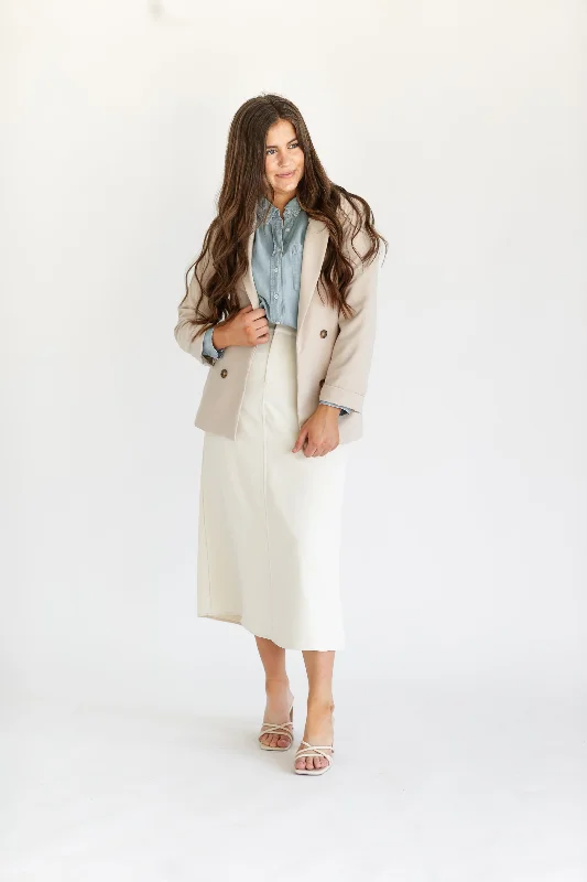 Dylan Woven Midi Trouser Skirt - FINAL SALE linen skirt light