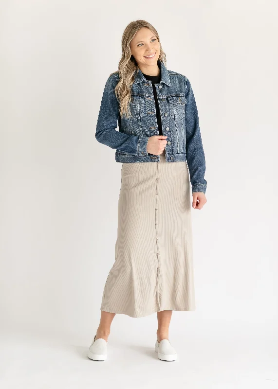 Essential Ribbed Midi Skirt leather skirt modern