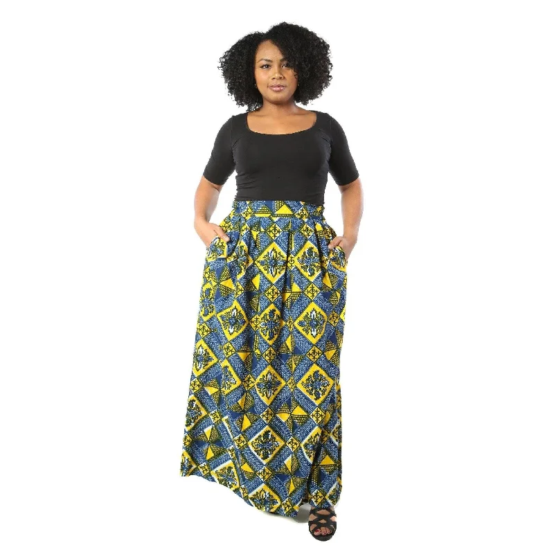 KAMI African Print Maxi Skirt modal blend skirt