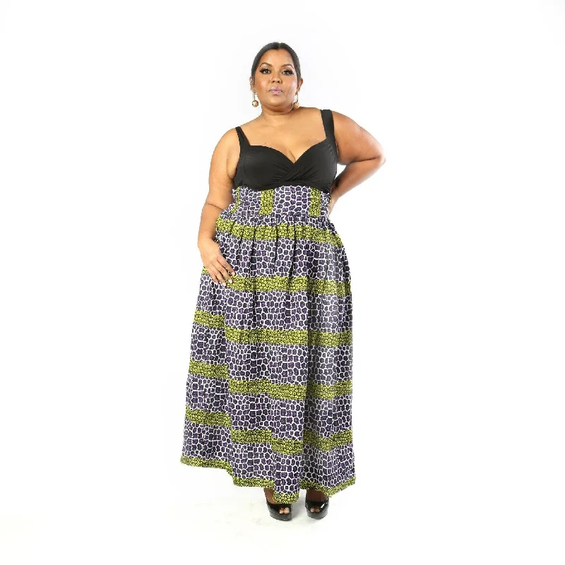 LEBI African Print Maxi Skirt slim fit skirt