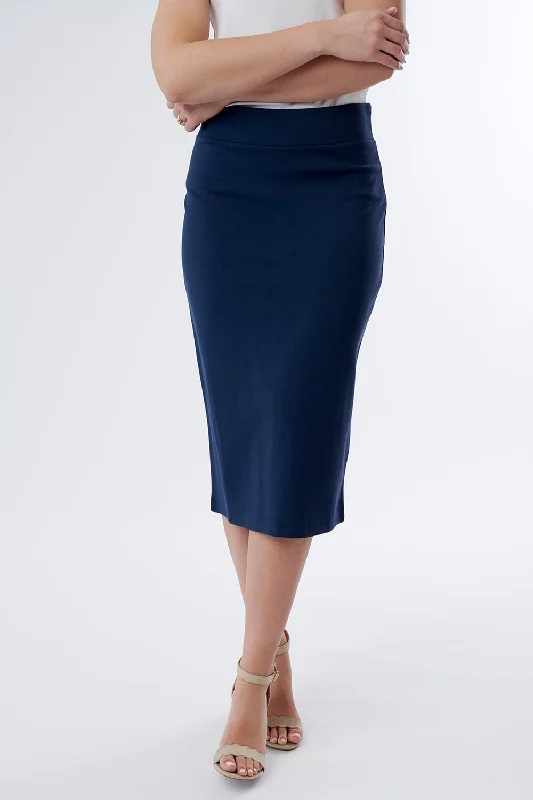 Hailey Midi Pencil Skirt (Navy) lace skirt feminine