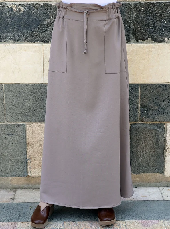 Midweight Skirt with Drawstring Waist high slit skirt