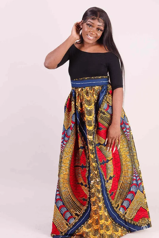 OZIA African Print Maxi Skirt wool skirt sturdy