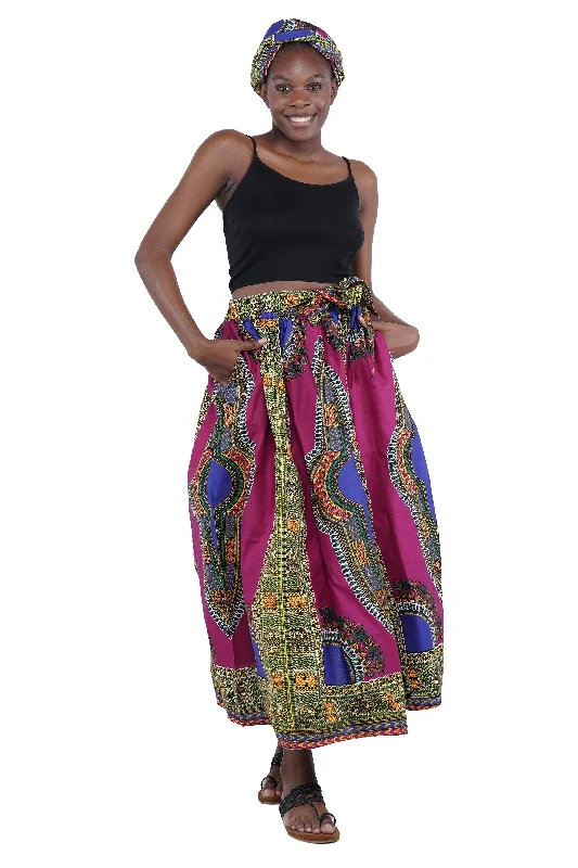 Purple Dashiki Long Maxi Skirt cashmere skirt soft