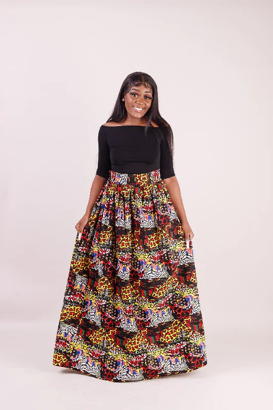 REBECCA African Print Maxi Skirt corduroy skirt durable