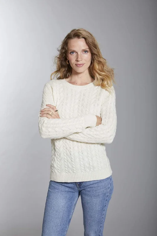 5 Gauge Cableknit Pullover Ivory