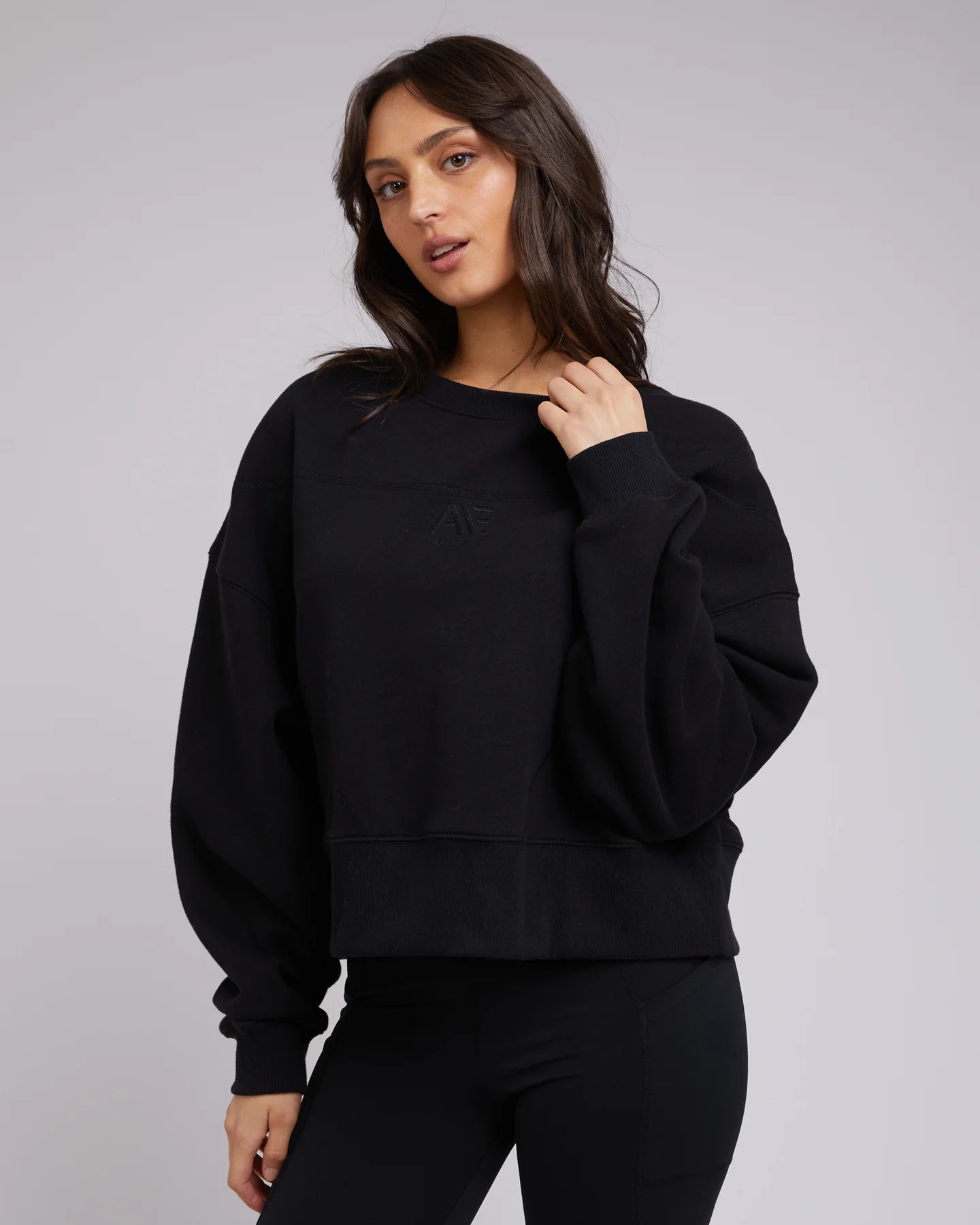 ALL ABOUT EVE ACTIVE TONAL SWEATER BLACK High Neck Crew Neck V-Neck