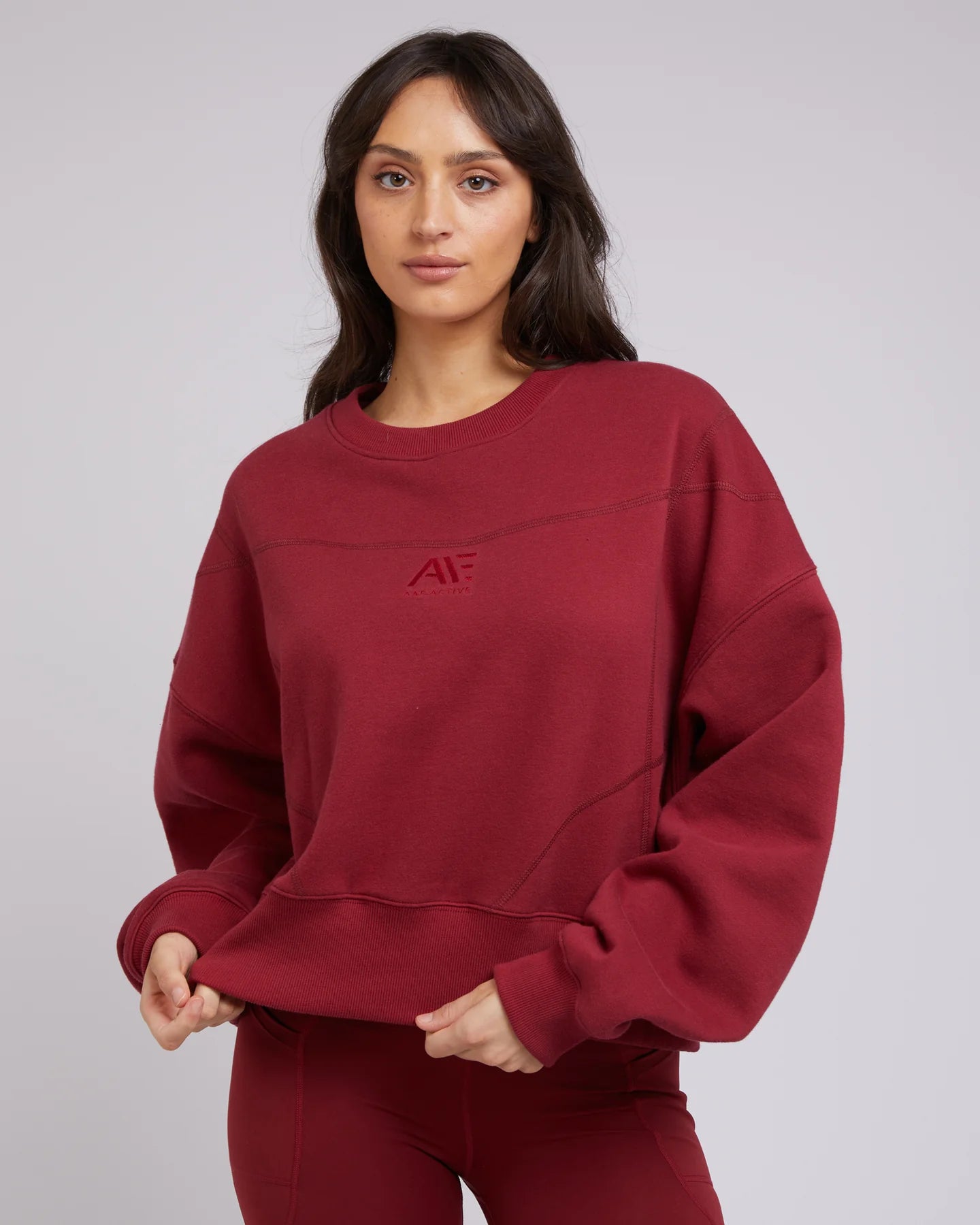 ALL ABOUT EVE ACTIVE TONAL SWEATER PORT Graphic Sweater Embroidered Appliqued