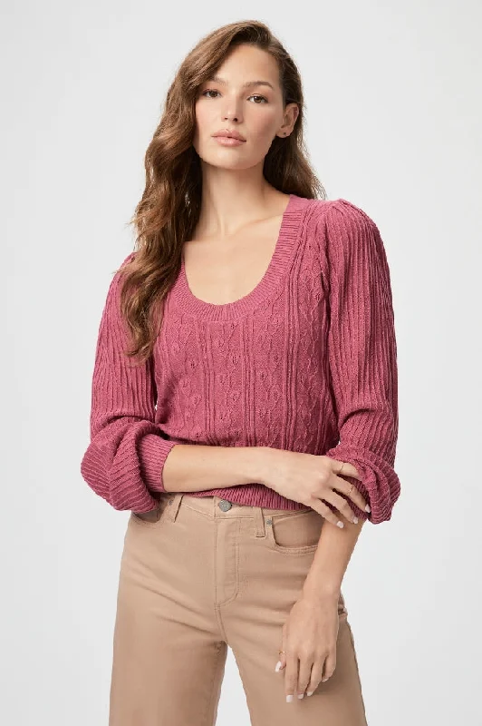 Paige Artemisia Sweater in Peony Boat Neck Shawl Collar Notched Collar