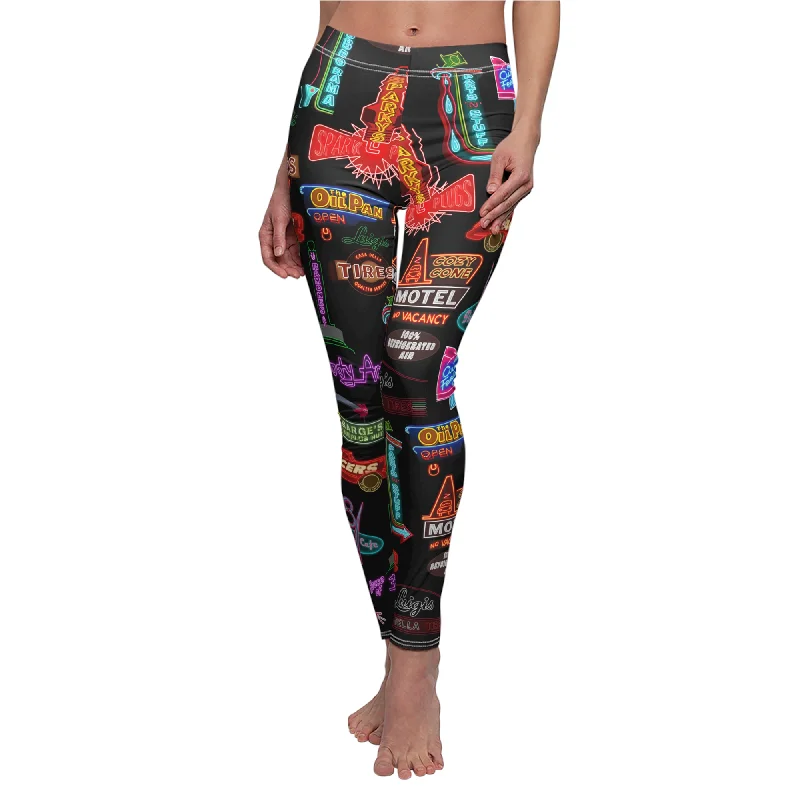 Cars Land Neon Leggings, Pixar Cars Costume Trendy Sporty Compression Leggings