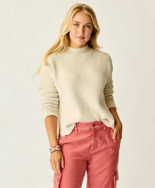 Women's Olivia Plush Sweater - Cement Herringbone Tailored Straight A-Line