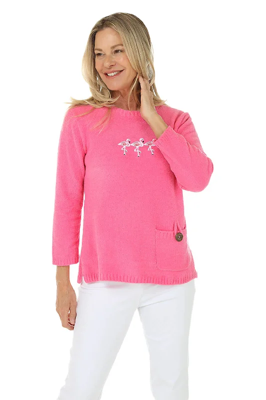 Chenille Flamingo Sweater Chenille Blend Fleece Blend Nylon Blend