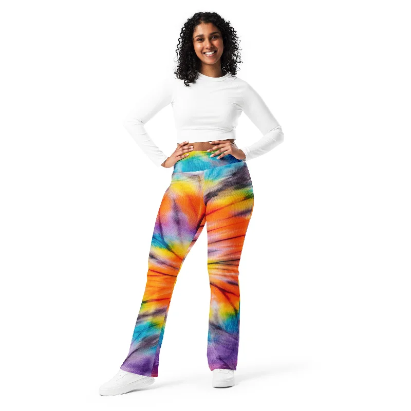 Colorful Tie-Dye Flare leggings, lioness-love Chic Workout Leggings