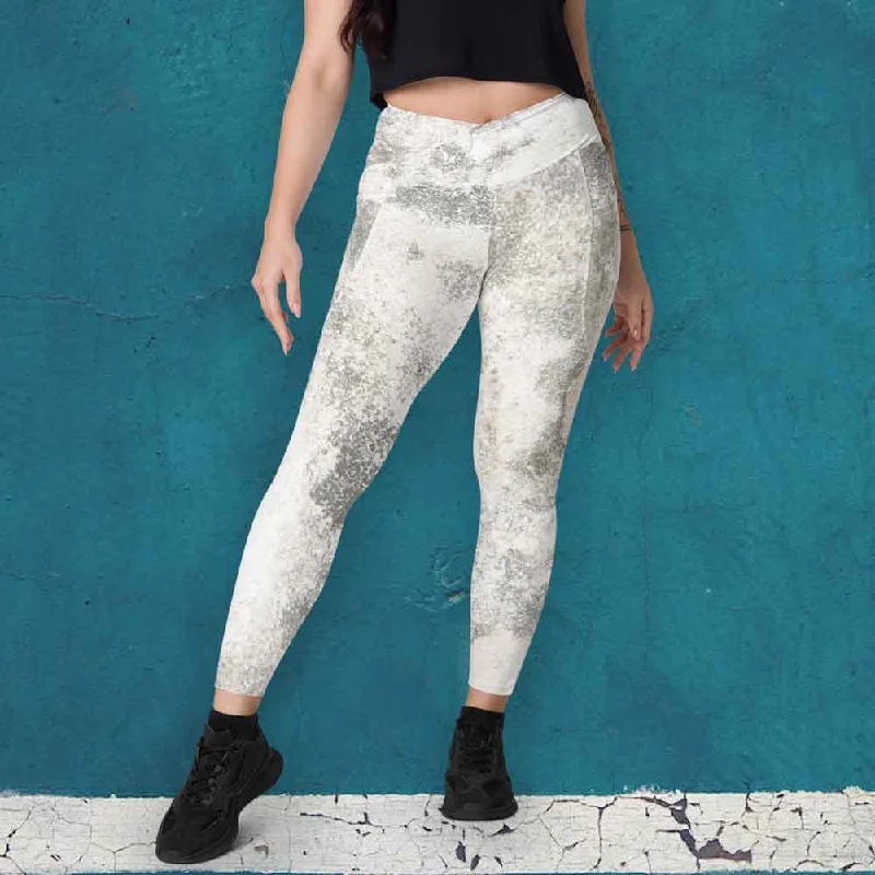 Crossover leggings with pockets Fashionable High-Rise Leggings