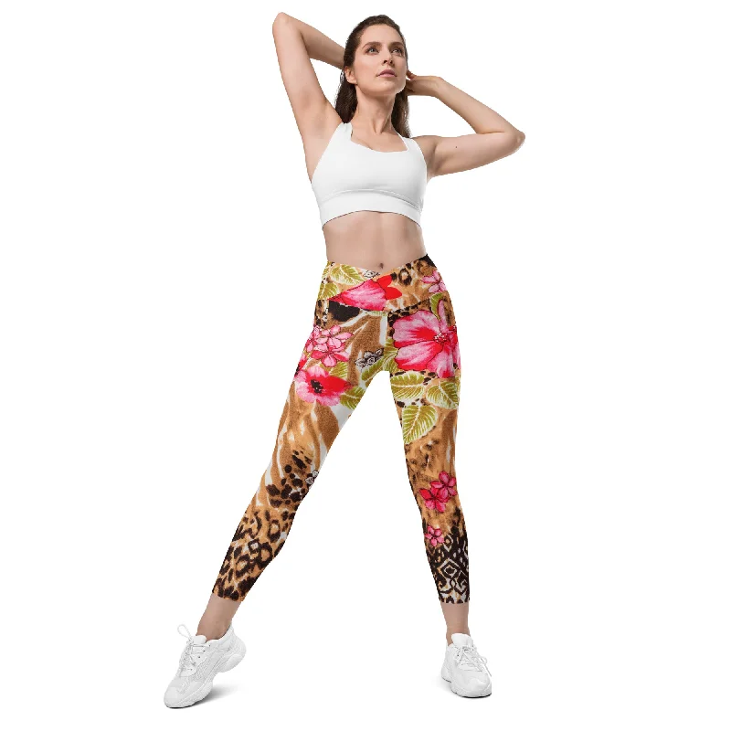 Crossover leggings with pockets Fashionable Stretchy Fit Leggings