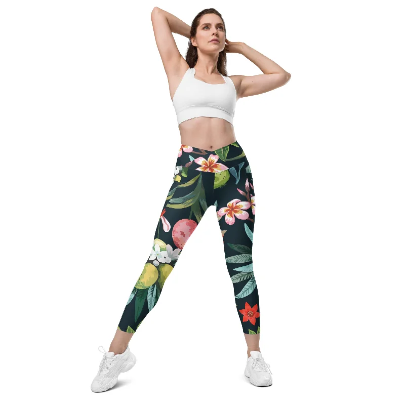 Crossover leggings with pockets Trendy Sweat-Wicking Workout Leggings