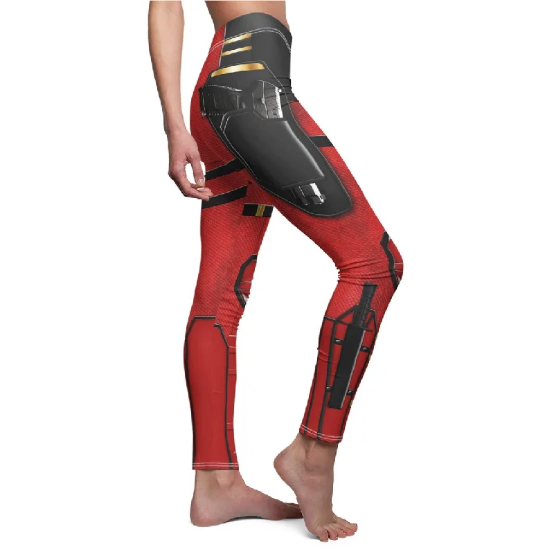 Deadpool Leggings, Deadpool & Wolverine Costume Fashionable Leather-Look Leggings