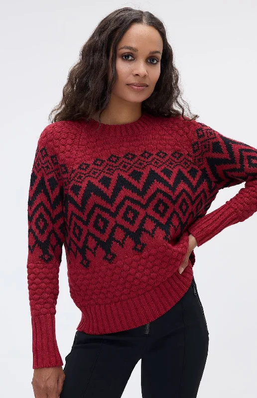 Selena II Crew Neck Ski Sweater | Deep Red Wool Sweater Cotton Sweater Cashmere Sweater