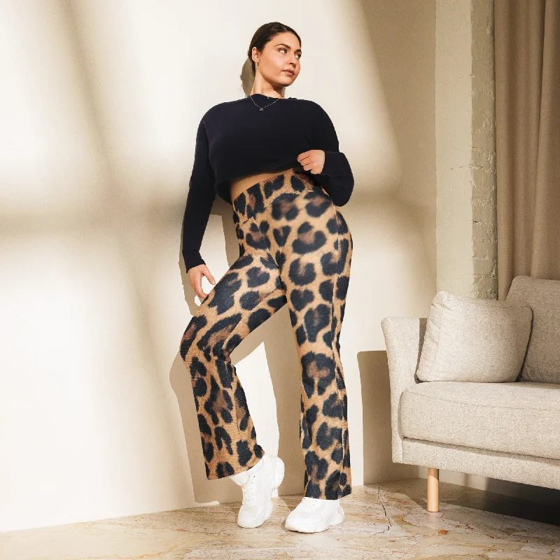 Flare Leggings Leopard Print, lioness-love Stylish Colorful Activewear Leggings