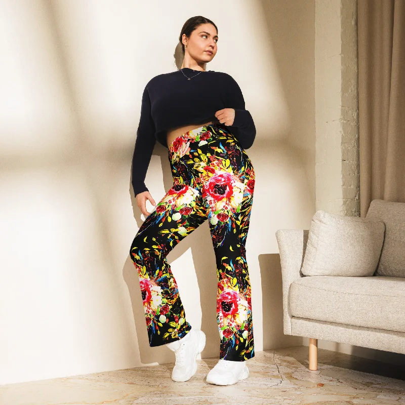 Floral Flare leggings Trendy Sports Performance Leggings