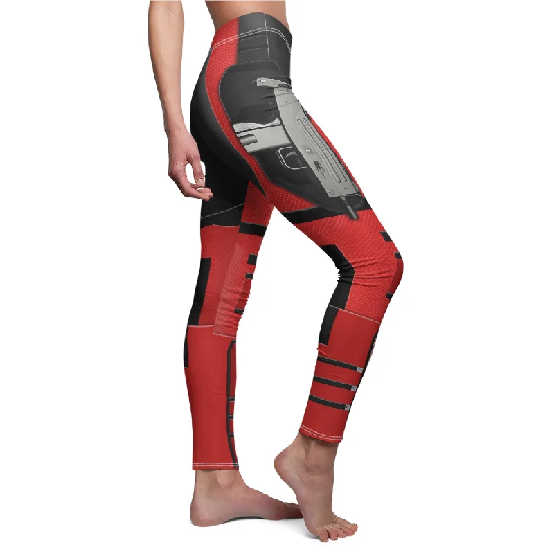 Lady Deadpool Leggings, Deadpool & Wolverine Costume Trendy Colorblock Print Leggings