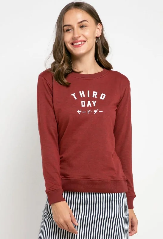 LO012 Thirdday sweater td simple maroon ladies Fleece Sweater Nylon Polyester