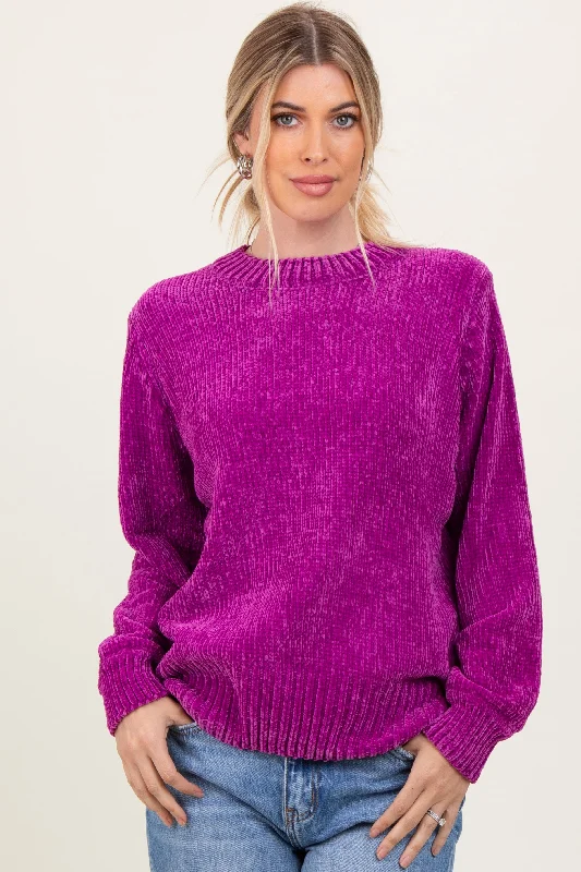 Magenta Chenille Knit Sweater Satin Fabric Silk Fabric Chiffon Fabric