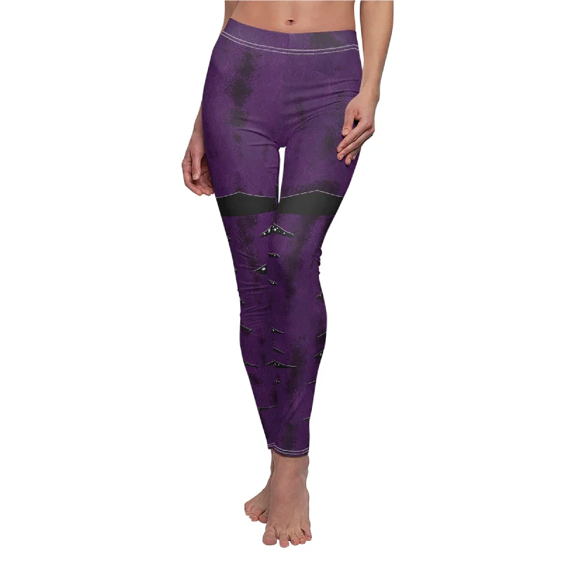 Mal Purple Leggings, Descendants Costume Stylish Pockets Active Leggings