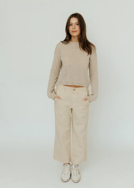 Velvet Brooklyn Sweater in Sand Mesh Blend Leather Blend Suede Blend