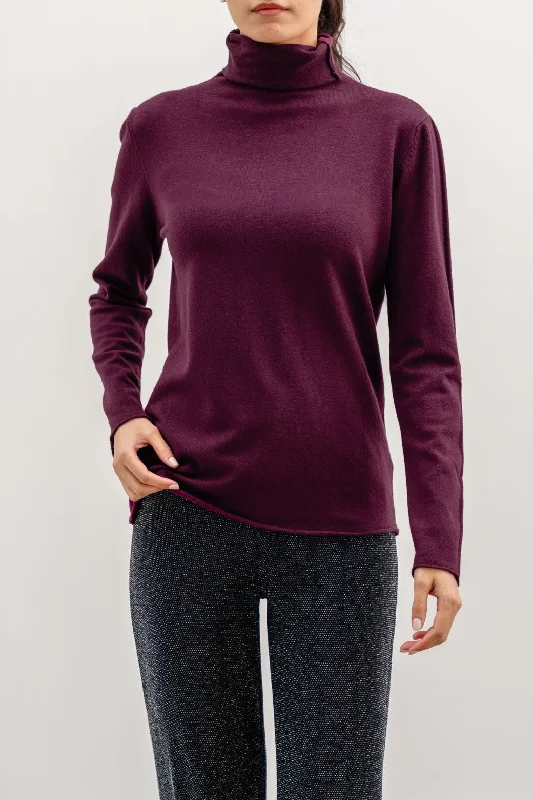 LIGHTWEIGHT SWEATER TOP Collared Crew Neck Turtle Neck