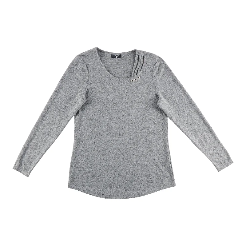 Women's Shoulder Detail Sweater Knit Top Lightweight Heavyweight Midweight