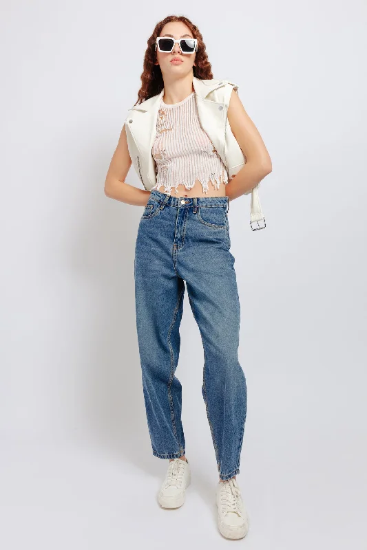 Classic Slouchy Jeans Trendy Patchwork Denim Jeans