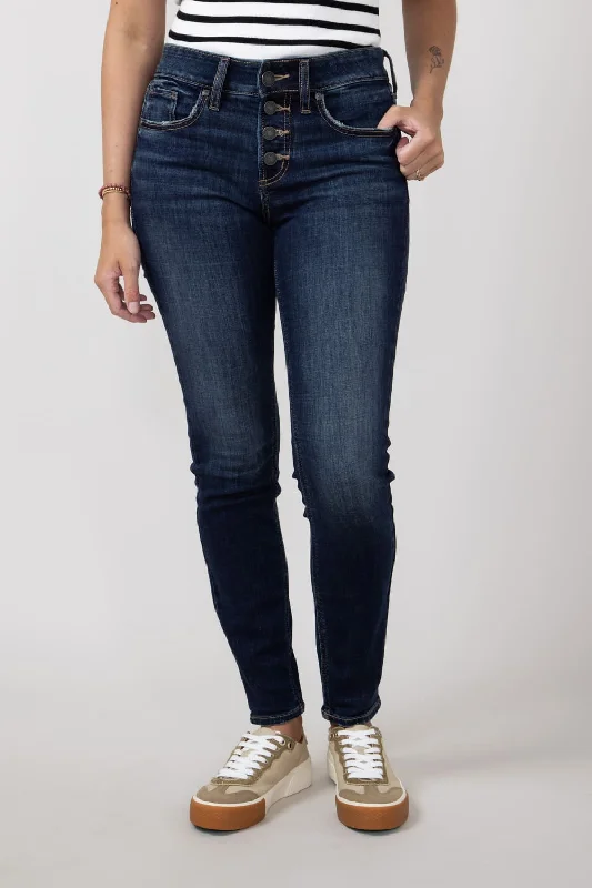 Silver Jeans Mid Rise Suki Skinny Jeans for Women | L93151CVS413 Elegant Tapered Leg Denim