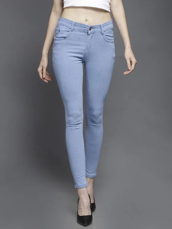 Women Regular Mid Rise Blue Jeans Comfortable Stretch Fit Jeans