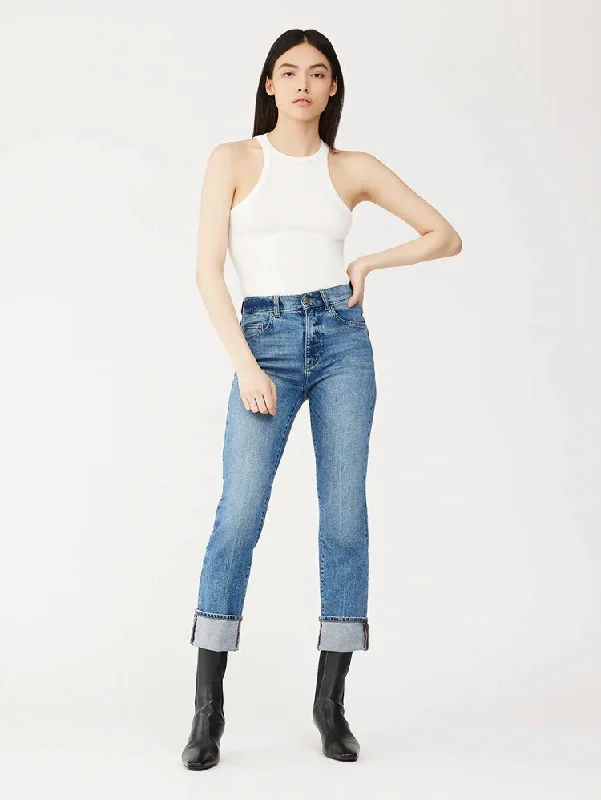 DL1961 Patti Straight Jeans in Oasis Cuffed Fashionable Bootcut Jeans