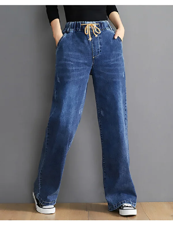 Elastic High Waist Denim Jeans Fashionable White Denim Jeans