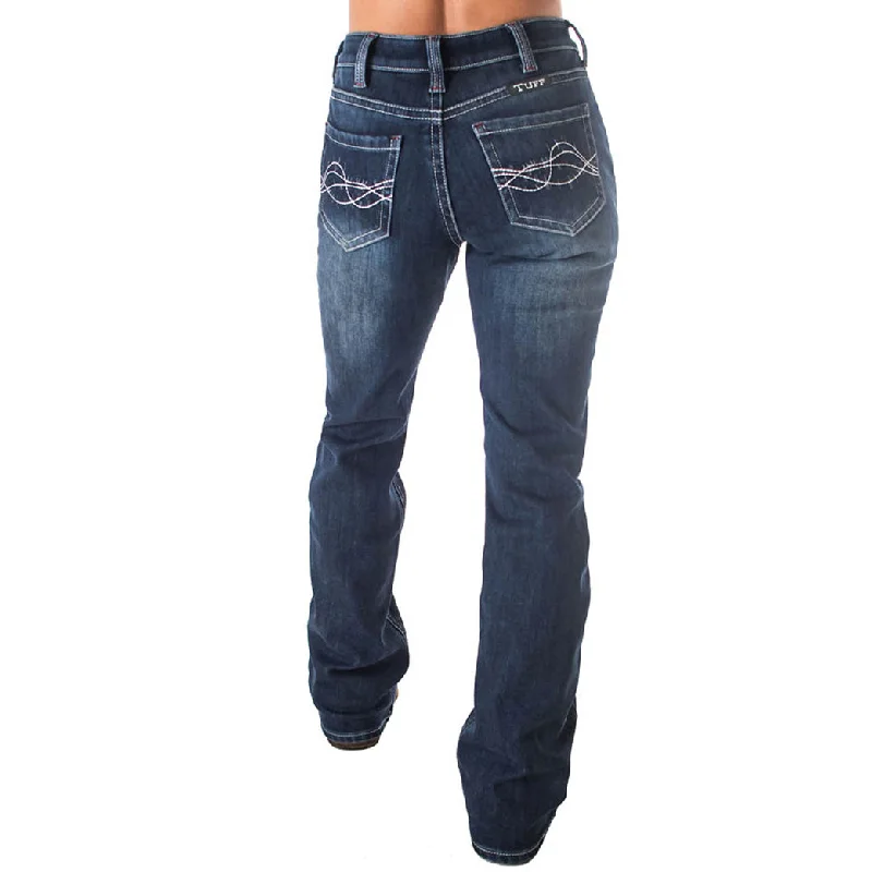 Cowgirl Tuff Women's Double Down Flannel Lined Jeans Casual High-Waisted Bootcut Jeans