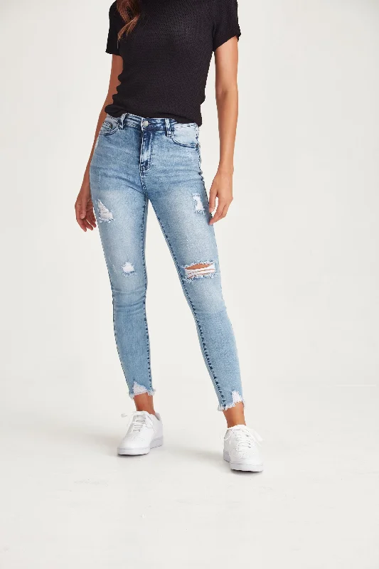 Junkfood Jeans Rocco  - Blue Casual Bootcut Ripped Jeans