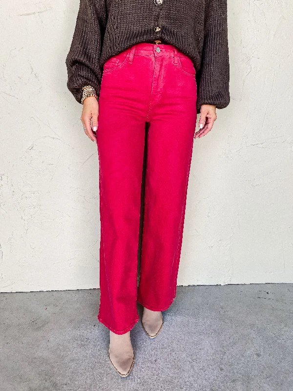 Odessa Relaxed Wide Leg Jeans-Vintage Red Fashionable Distressed Jeans