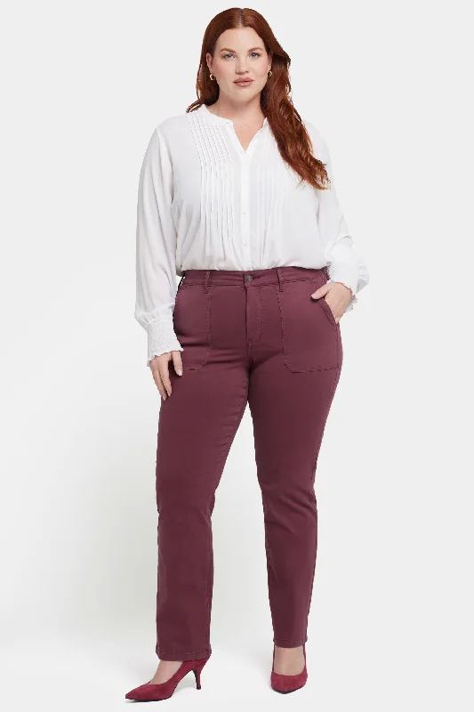 Marilyn Straight Jeans In Plus Size - Dark Cherry Casual Straight-Leg Jeans