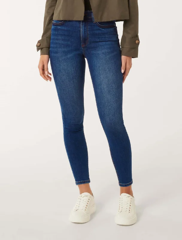 Nala Mid-Rise Skinny Jeans Fashionable Raw Hemmed Jeans