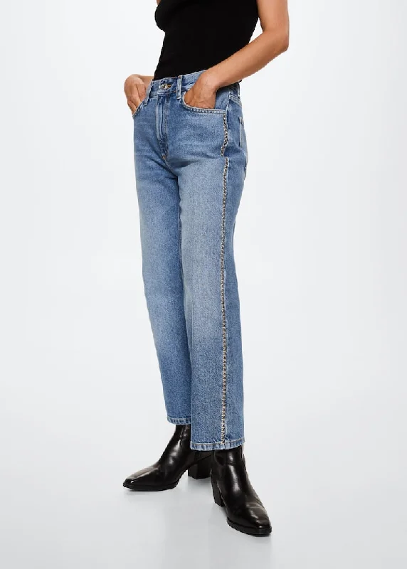 Straight-fit jeans with studs Stylish Plus Size Denim Jeans