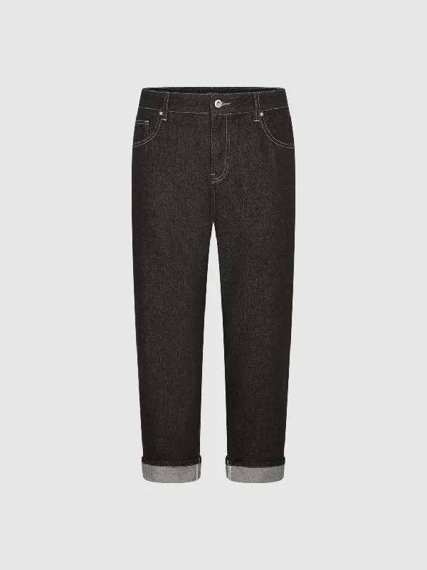 Straight Jeans Comfortable Faded High-Rise Jeans