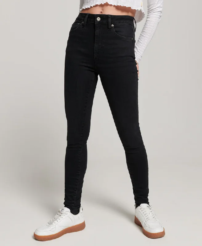 Vintage High Rise Skinny Jeans | Black Rinse Elegant Wide-Leg Jeans