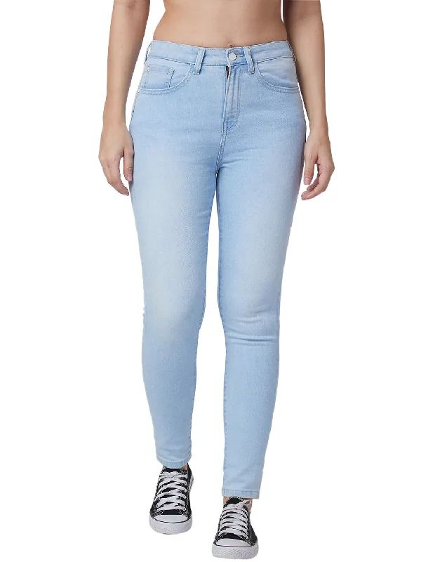 Spykar High Rise  Skinny Fit Blue Jeans For Women Comfortable Low-Rise Jeans